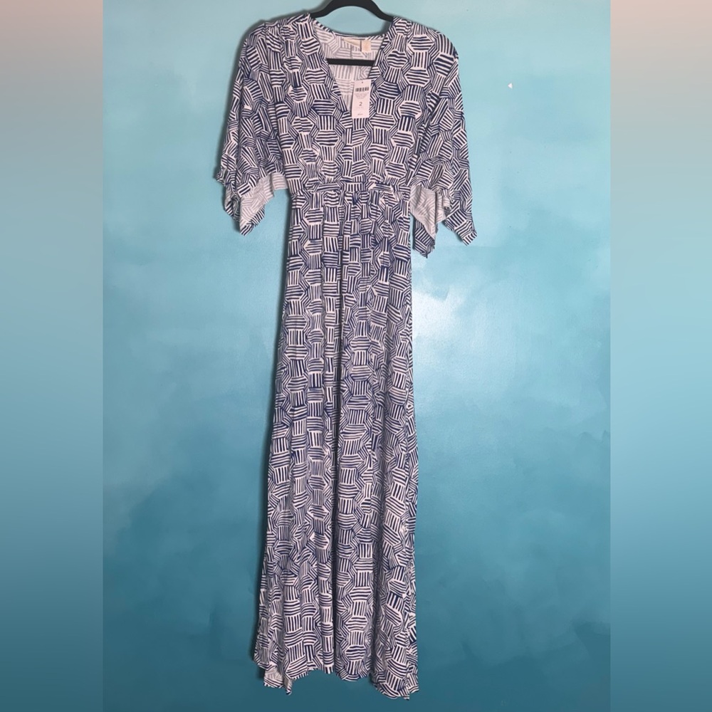 Chico's Geometric Blue and White Maxi Dress